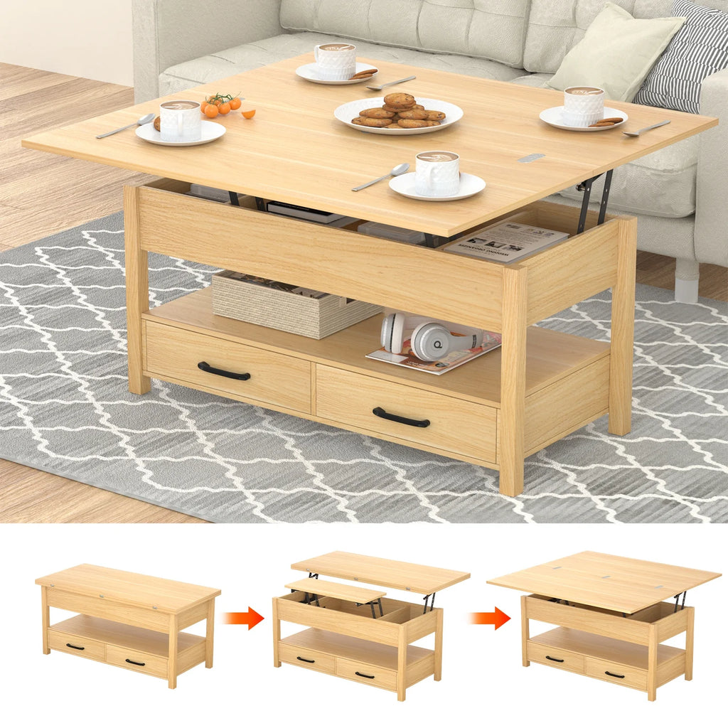 Lift Top Coffee Table with 2 Storage Drawer W68961