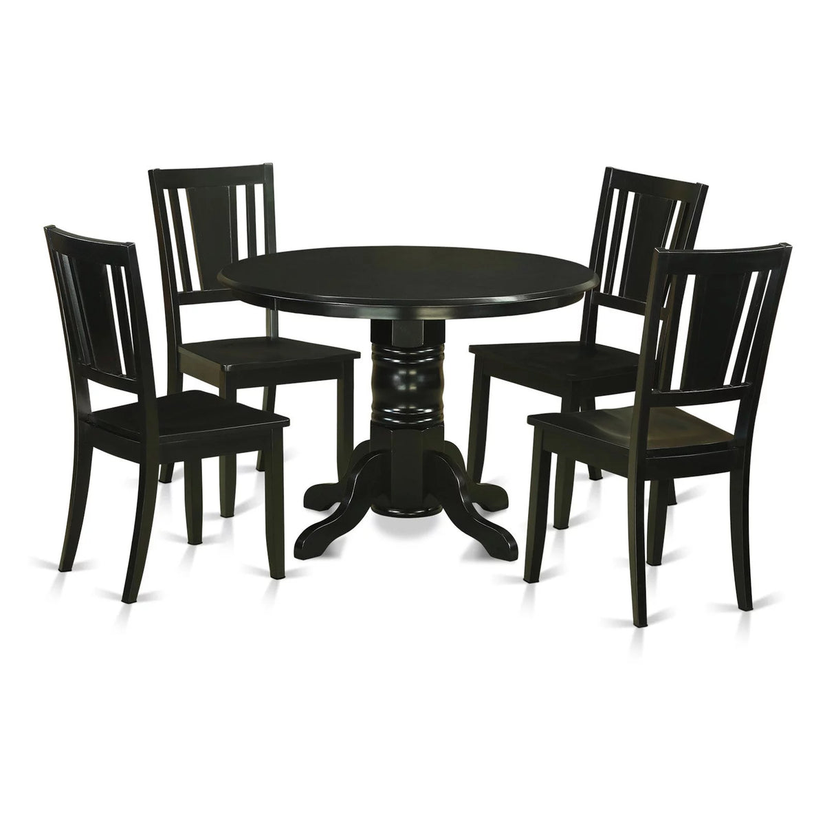 5-piece Wood Dining Table and Chairs in Black E82723