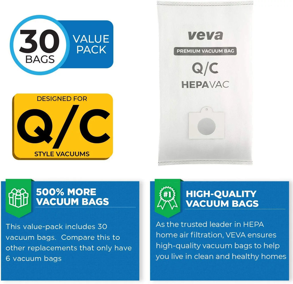30 Pack HEPA Vacuum Bags Type Q Cloth Bag F8198