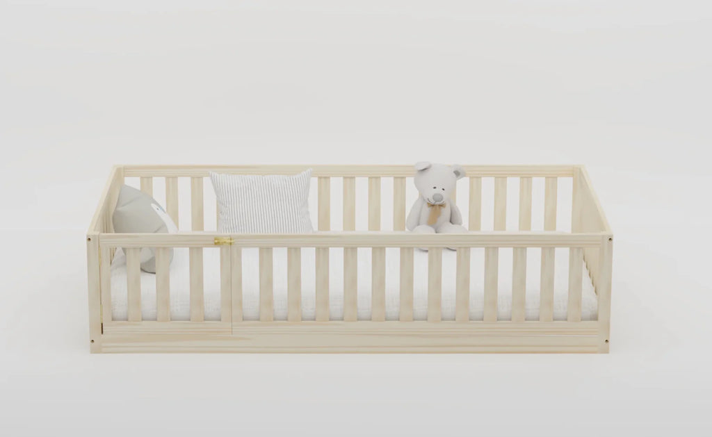 Hardwood Toddler Floor Bed with Gate C160126