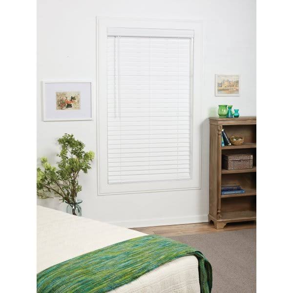 White Cordless Faux Wood Blinds W971