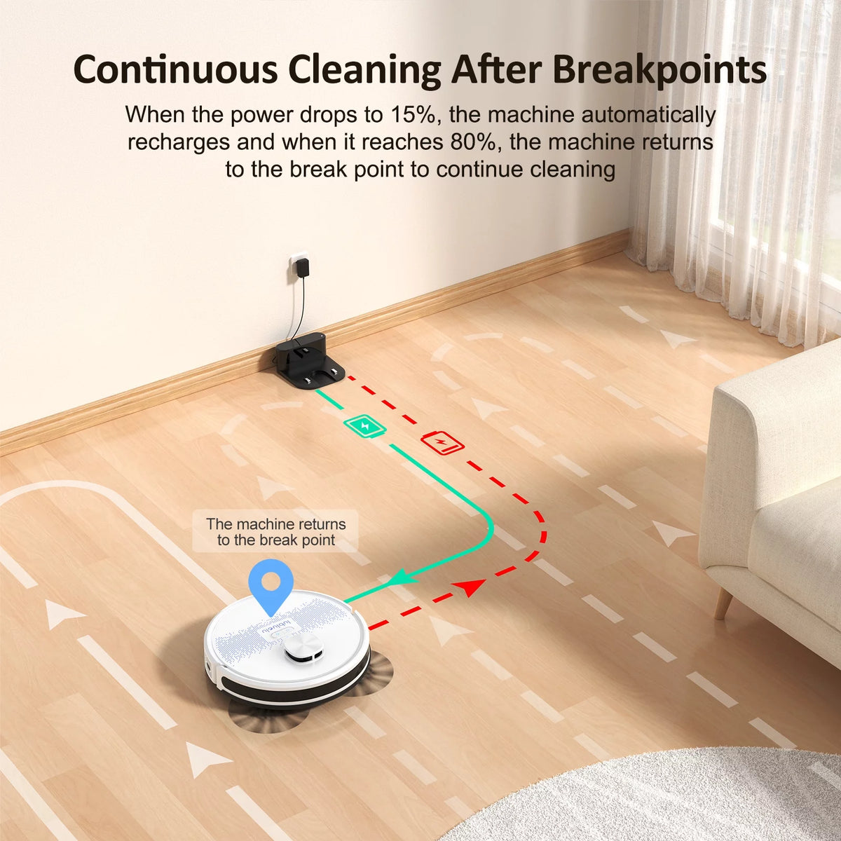 Robot Vacuum Cleaner and Mop Combo with WiFi Voice Control M43630