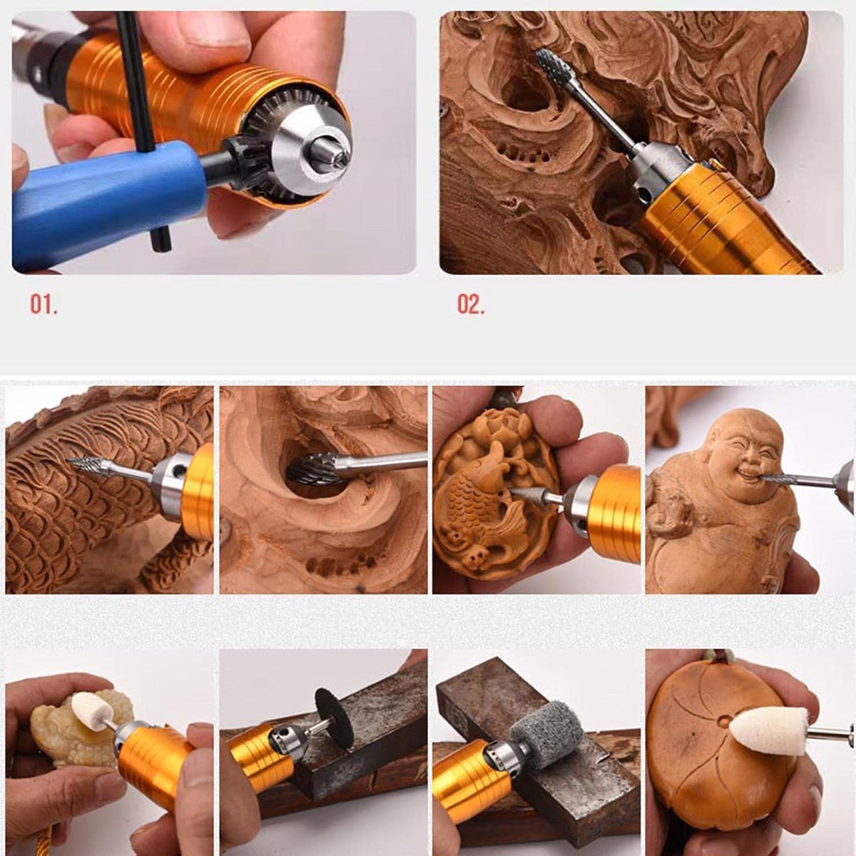 Flex Shaft Rotary Tool 780W 6.5MM Hanging Grinder Carver with Foot Pedal Control H32421