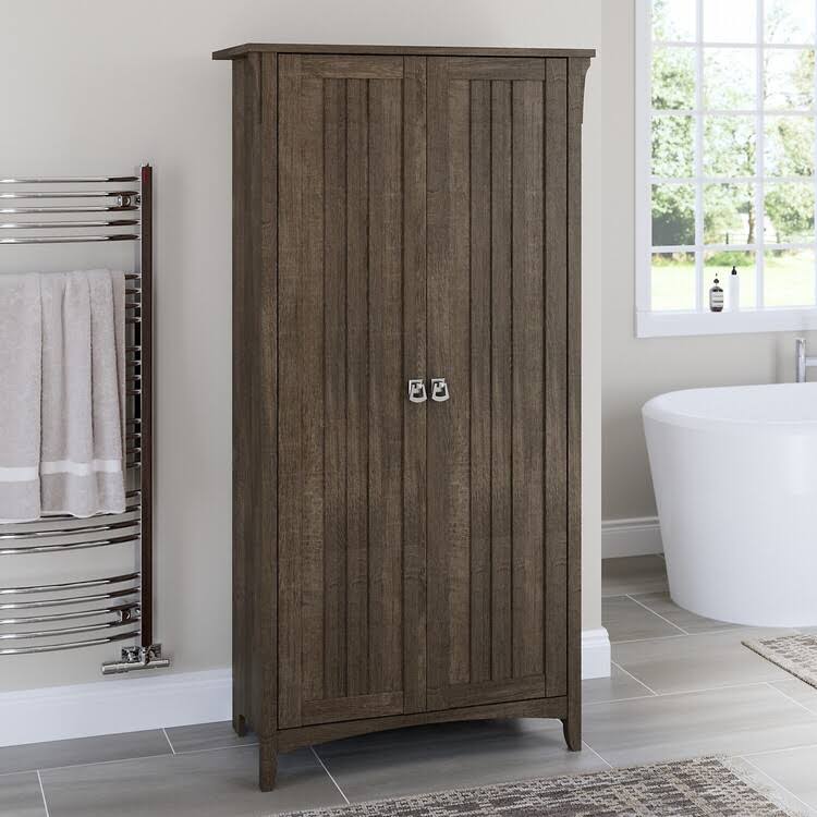 Brown Bathroom Storage Cabinet with Doors L906