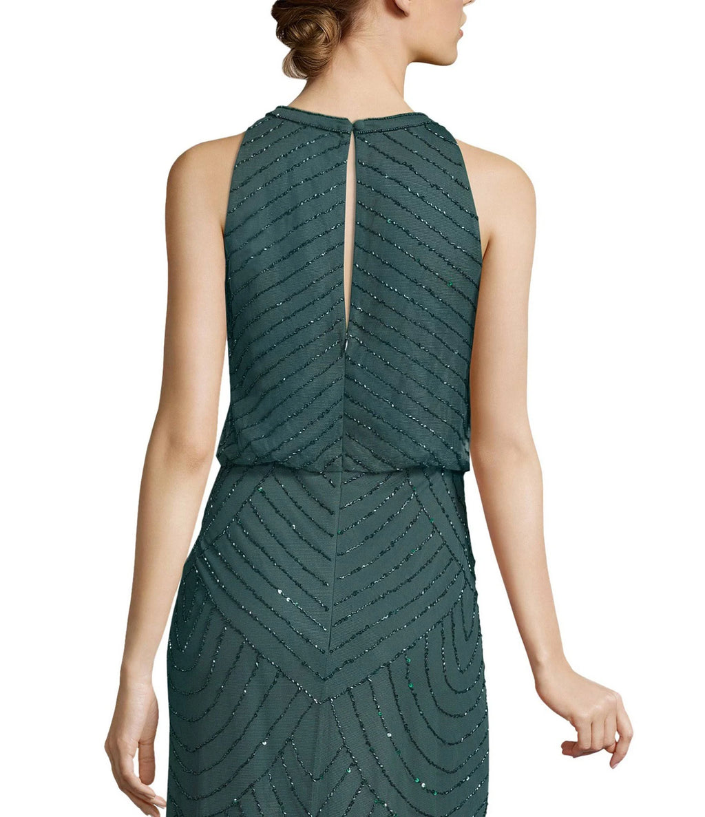 Beaded Keyhole Back Halter Gown R627