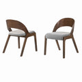 Brown and Gray Curved Back Wood Dining Chair, Set of 2 D8995