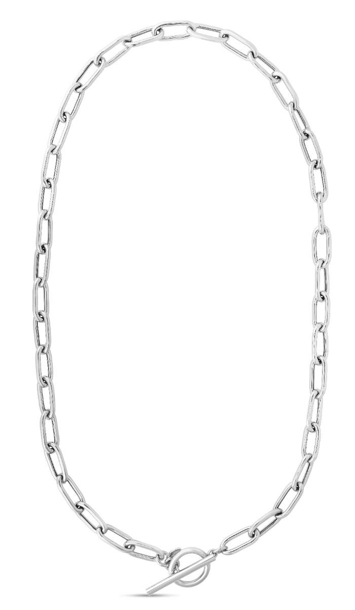 Sterling Silver Paperclip Toggle Chain Necklace, 18" E589