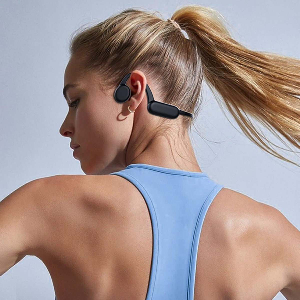 Black Bone Conduction Open Ear Headphones with Mic, 8G Memory, IPX 8 Waterproof, Pack of 2 K80572