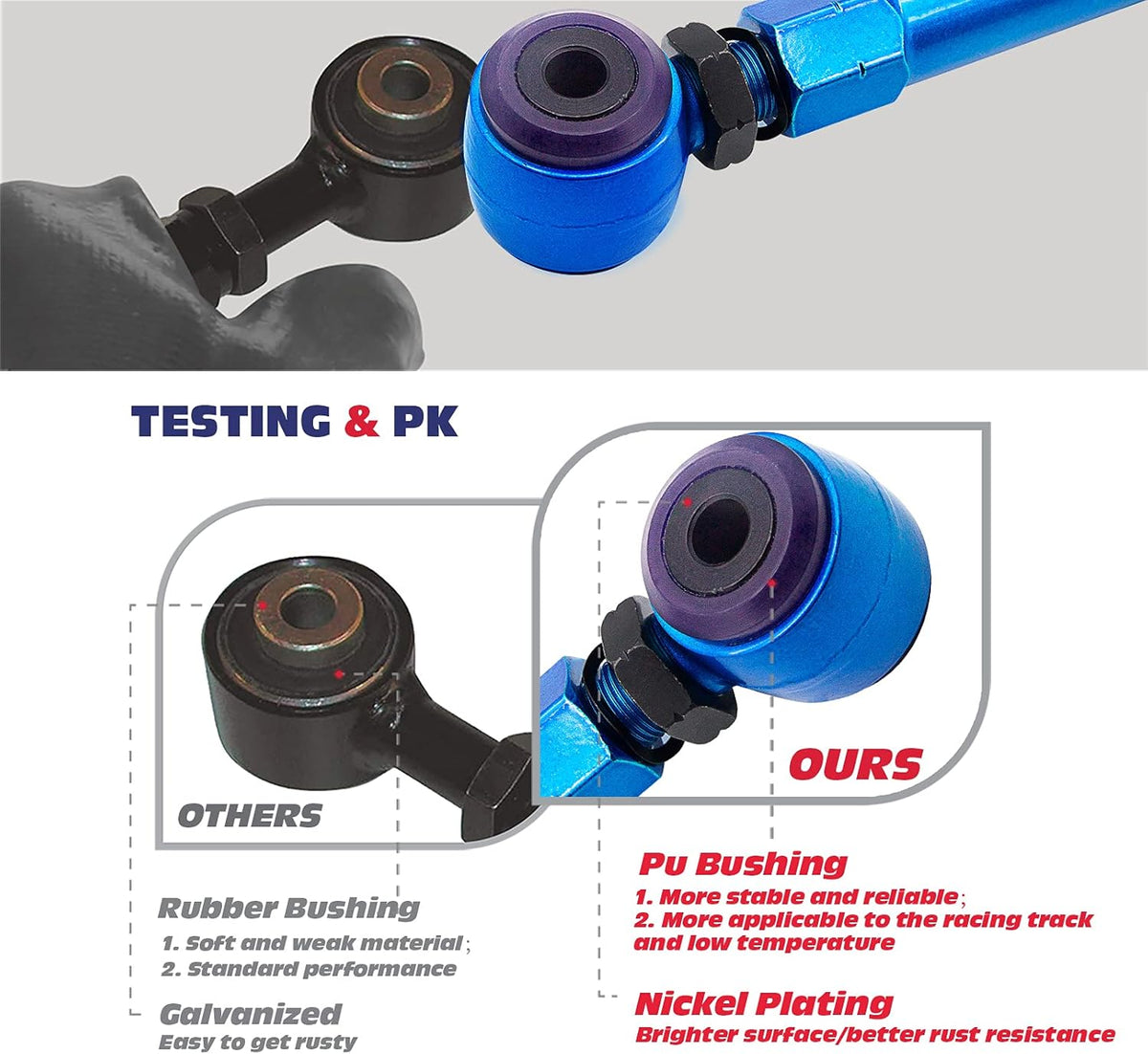 Rear Upper Camber Arms Kit Control Rod Adjustable -2° to +4° R833480