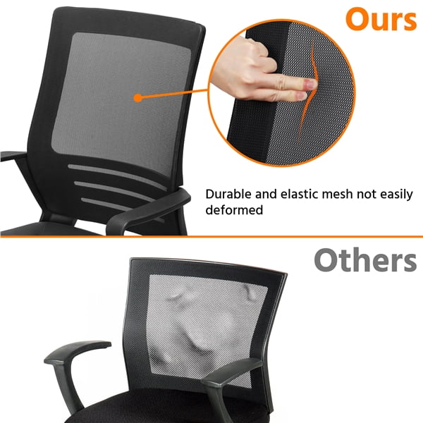 Adjustable Midback Ergonomic Mesh Swivel Office Chair with Lumbar Support, Brown Seat Y9048