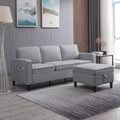 Dark Gray L-Shaped Sectional Sofa with Storage Ottoman O4574