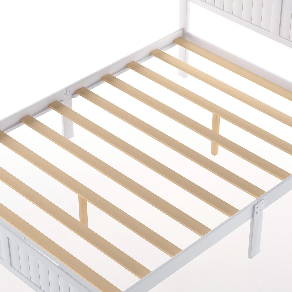 White Twin Wood Platform Bed with Headboard and Storage Drawer X383548