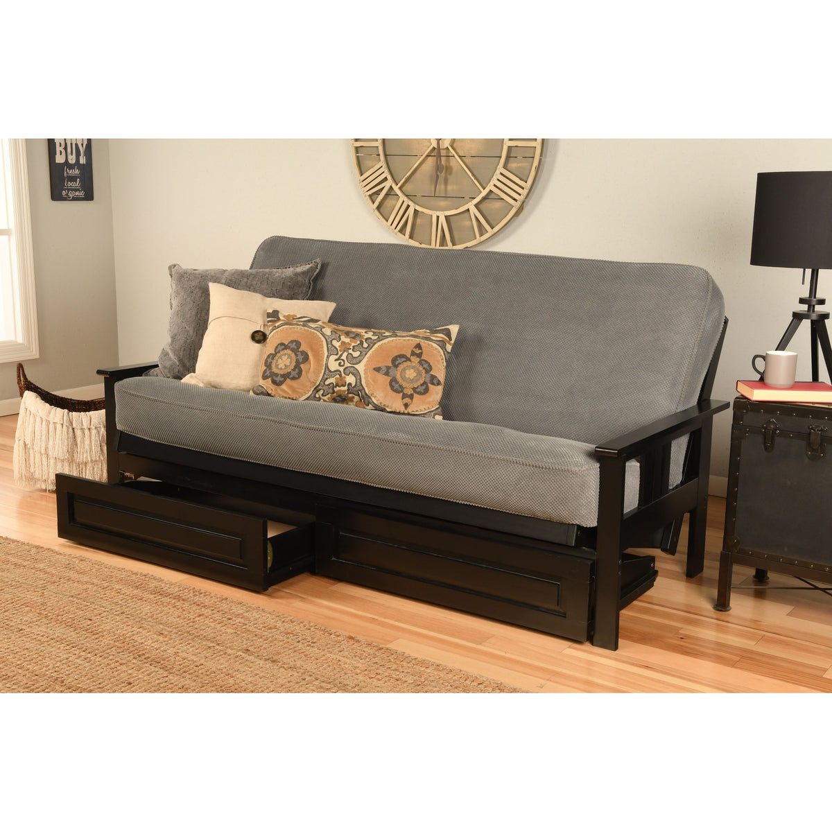 Black Finish Sofa with Storage and Removable Mattress Cover S124953