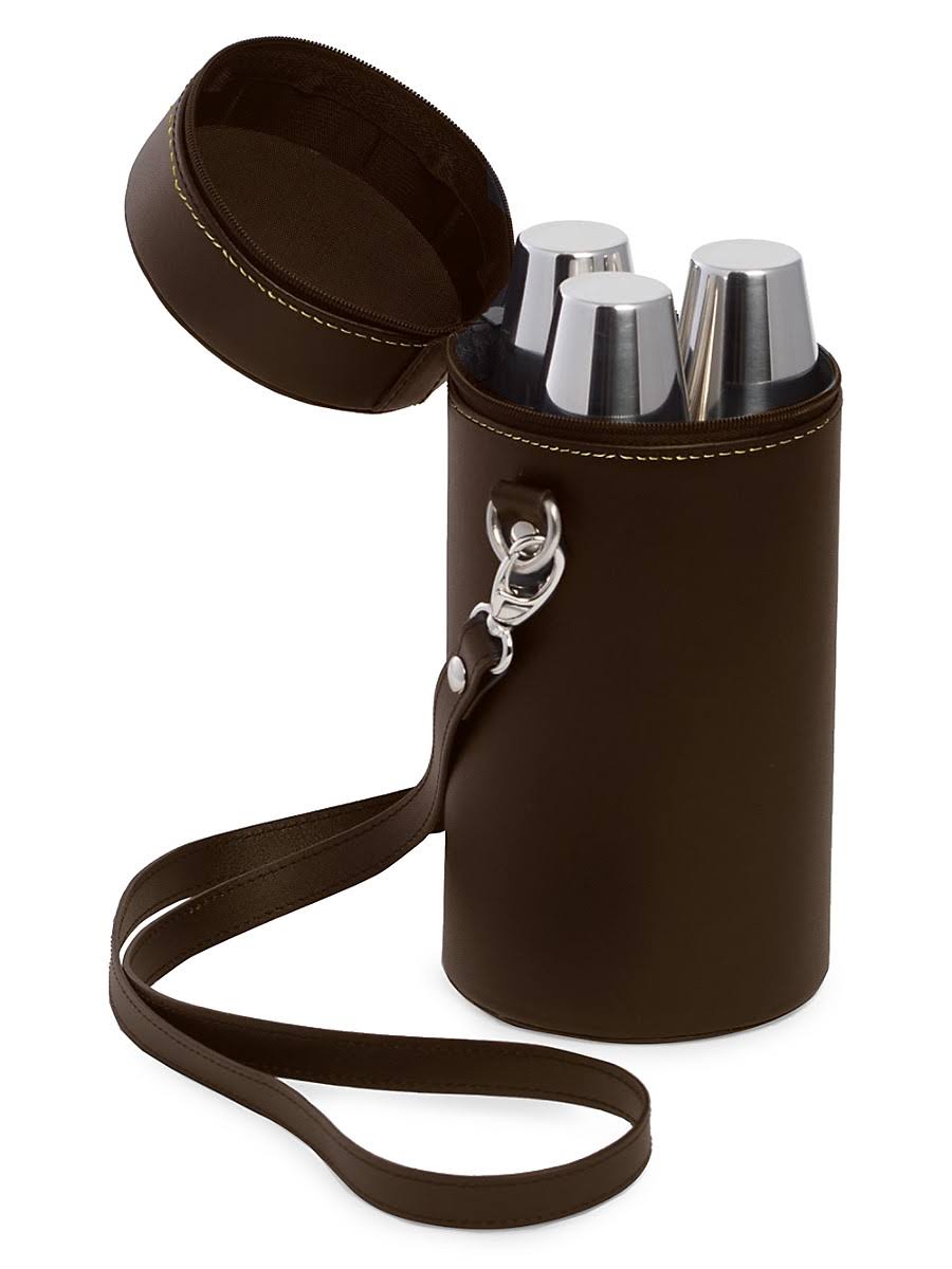 7-Piece Flask Set in Leather Carrying Case Y8329