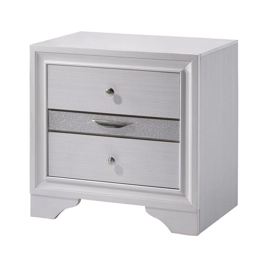 White Solid Wood Night Stand With Jewelry Drawers D84854
