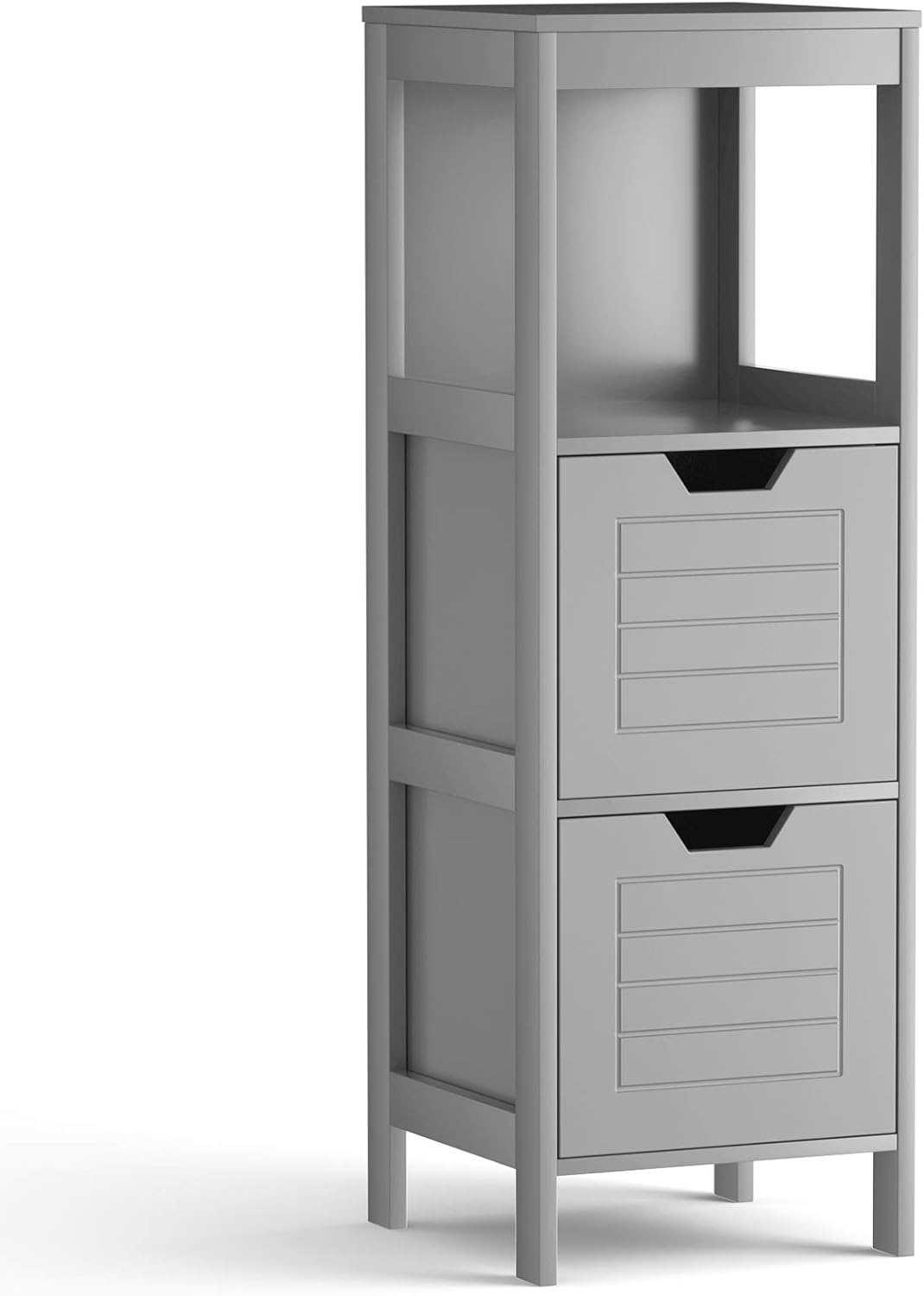 Black Wooden Bathroom Floor Cabinet with 2 Adjustable Drawers O262415