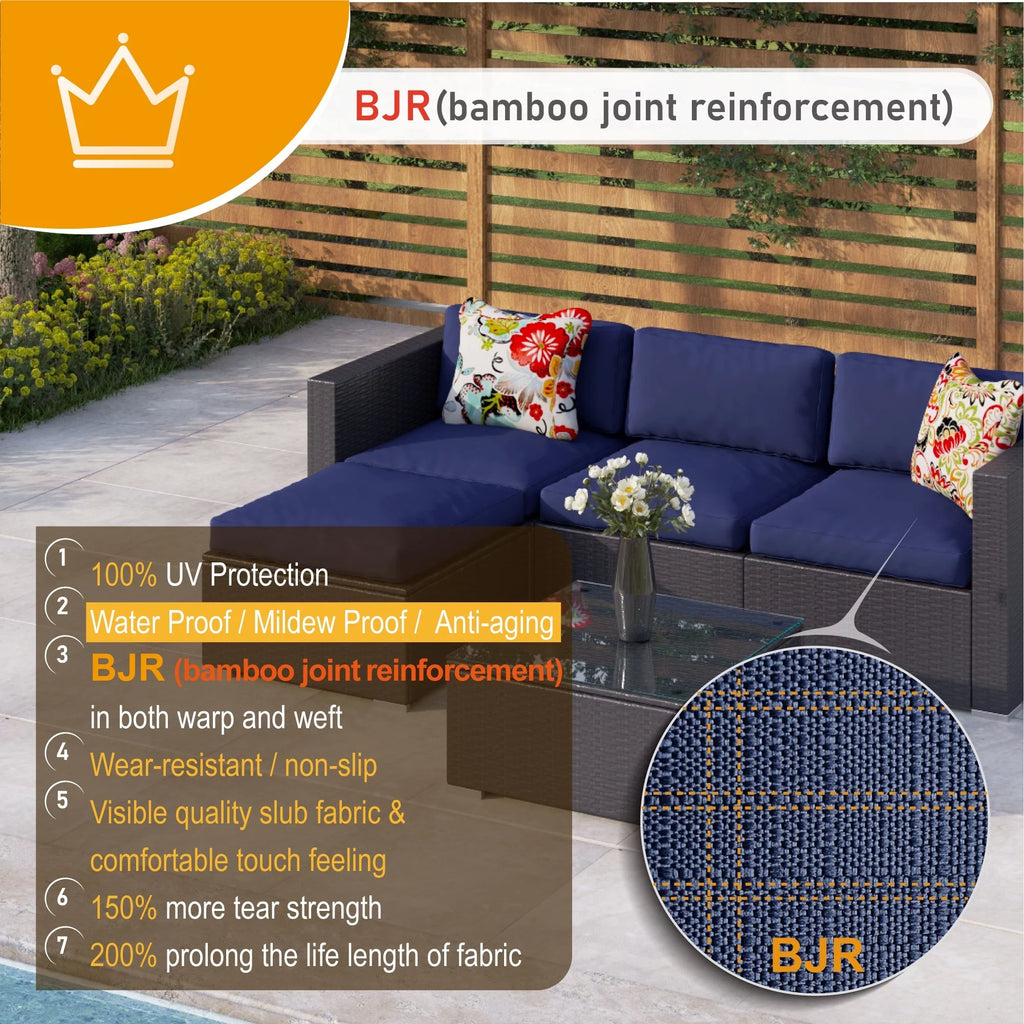 Blue 8 Piece Rattan Wicker Patio Sectional Sofa Set N98277