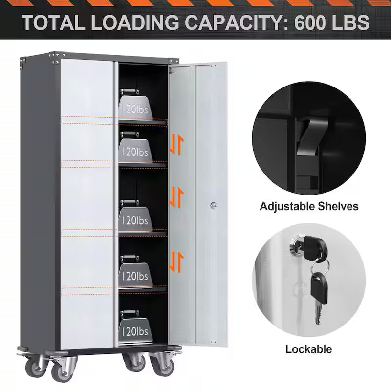 Metal Rolling Tool Storage Cabinet in Black and Grey B34626