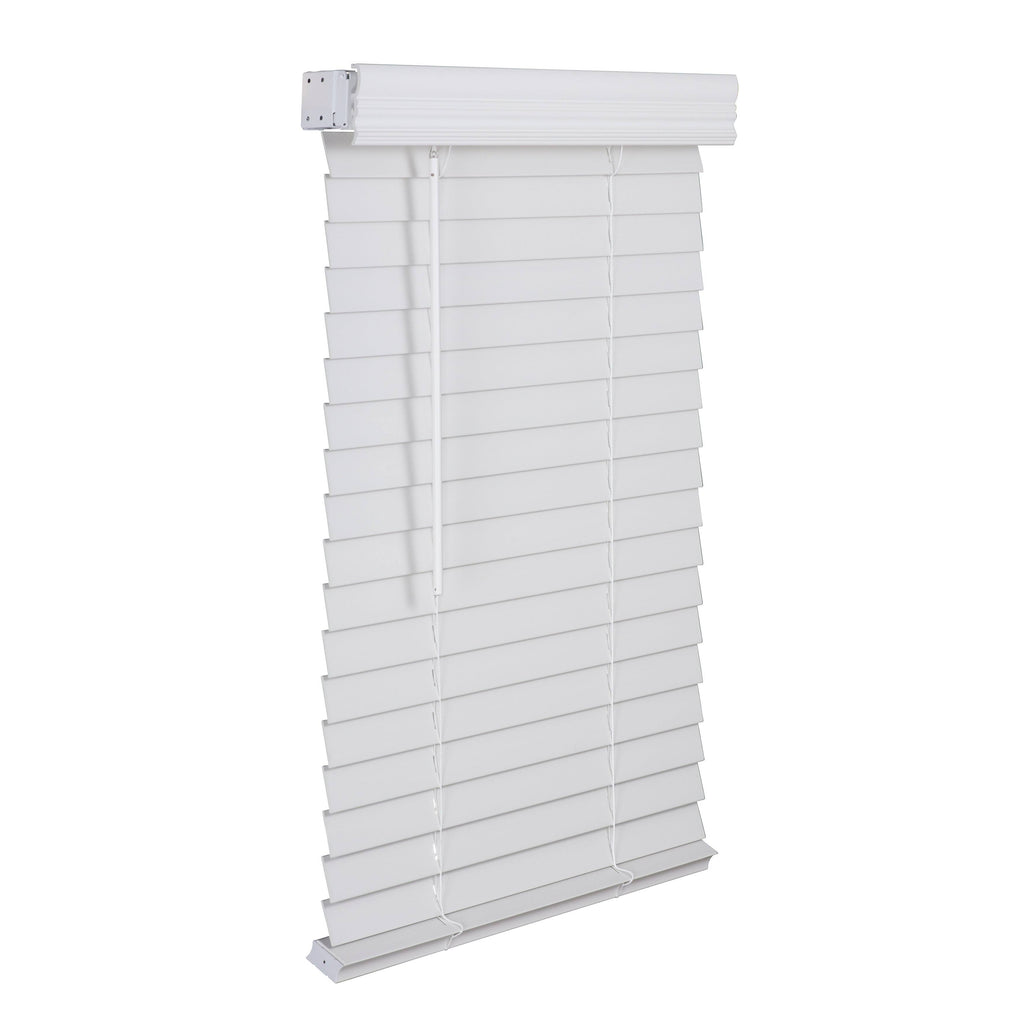White Faux Wood Blind L236