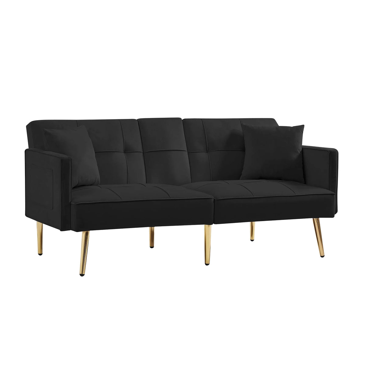Convertible Sofa Bed Velvet Metal Legs Cream White B33474