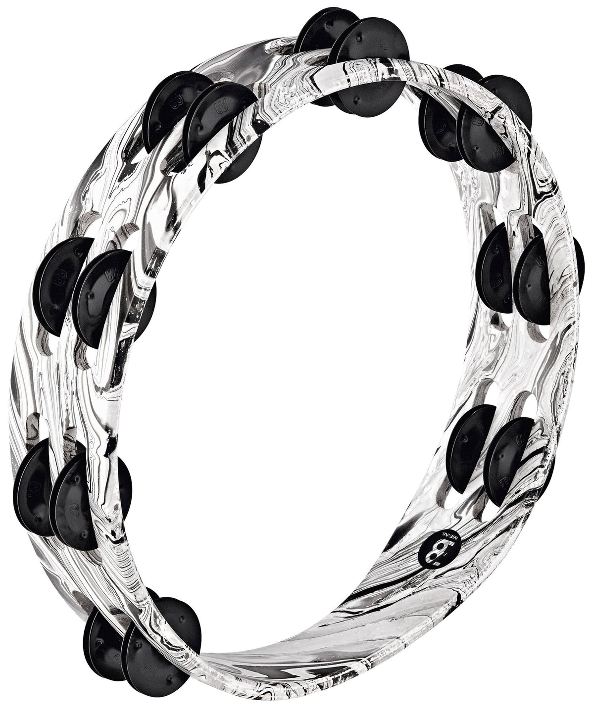 Wood Tambourine 2 Row Black Plated Steel Jingles J389