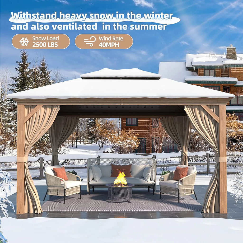 10' x 12' Hardtop Gazebo with Galvanized Steel Double Roof F6297
