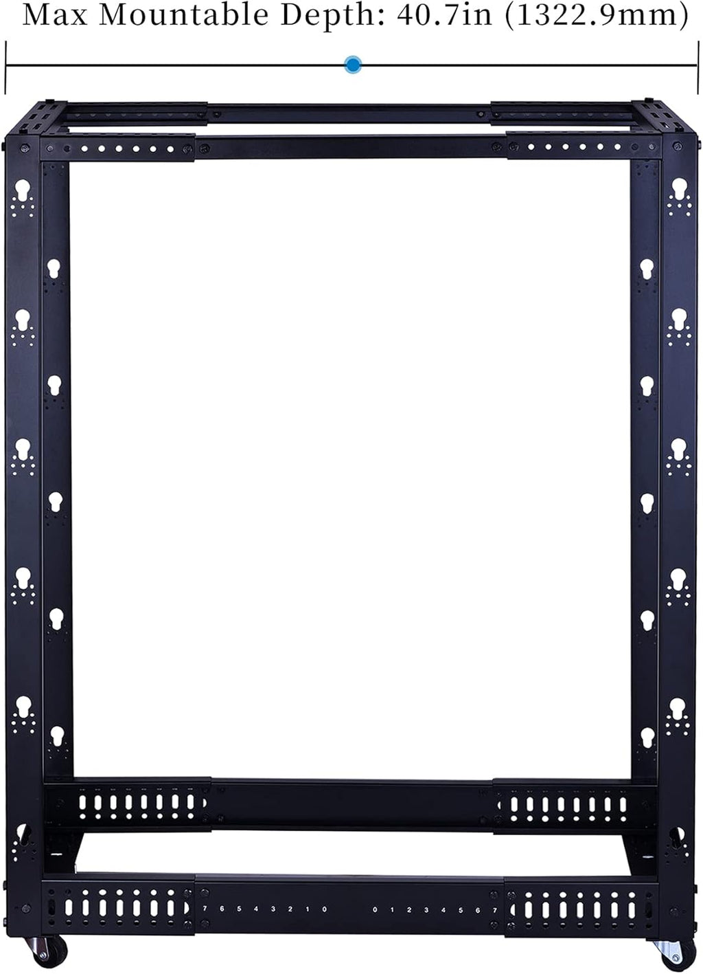 25U Open Frame Server Rack, 4 Post Adjustable Depth with Casters V282