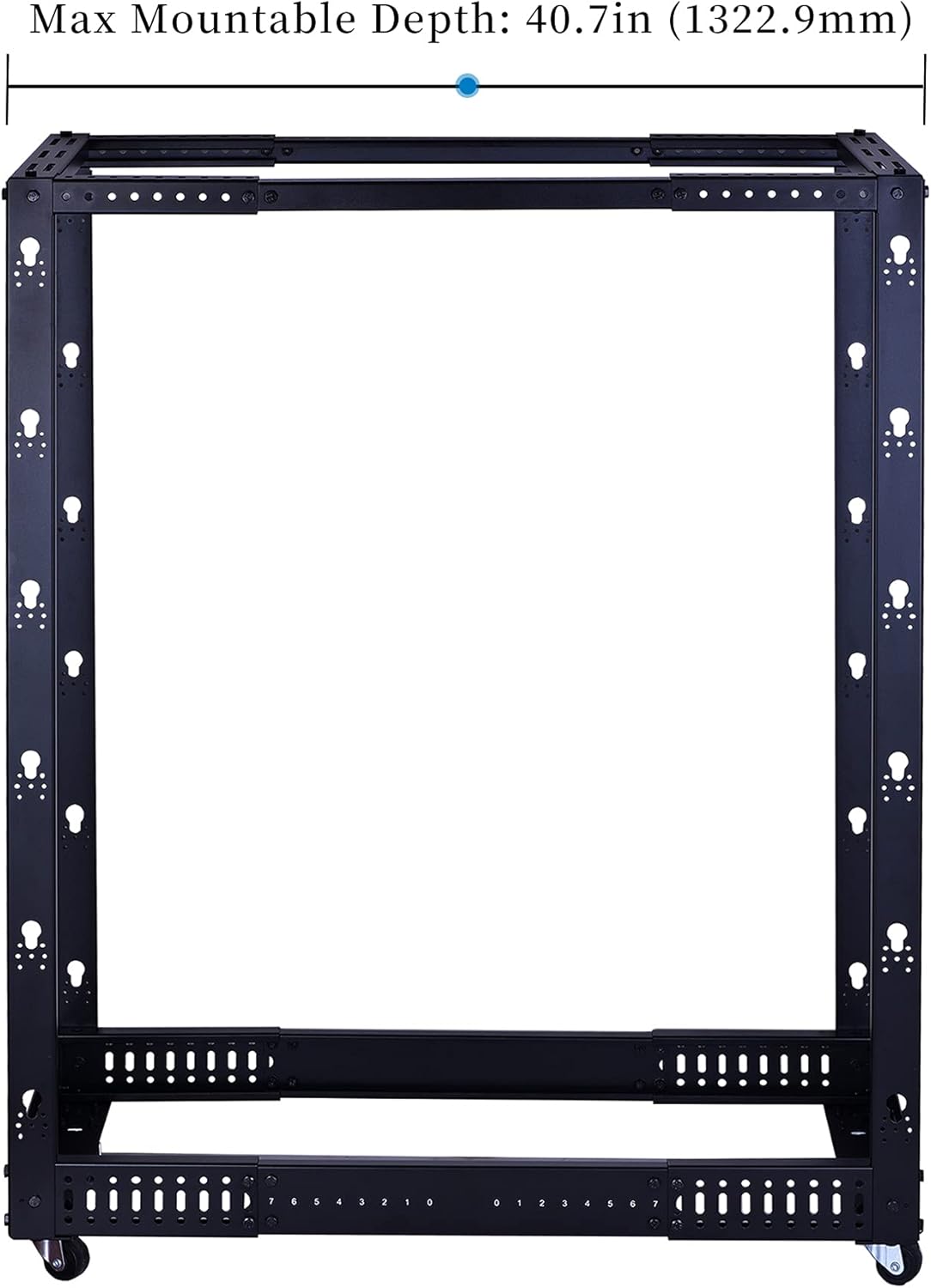 25U Open Frame Server Rack, 4 Post Adjustable Depth with Casters V282