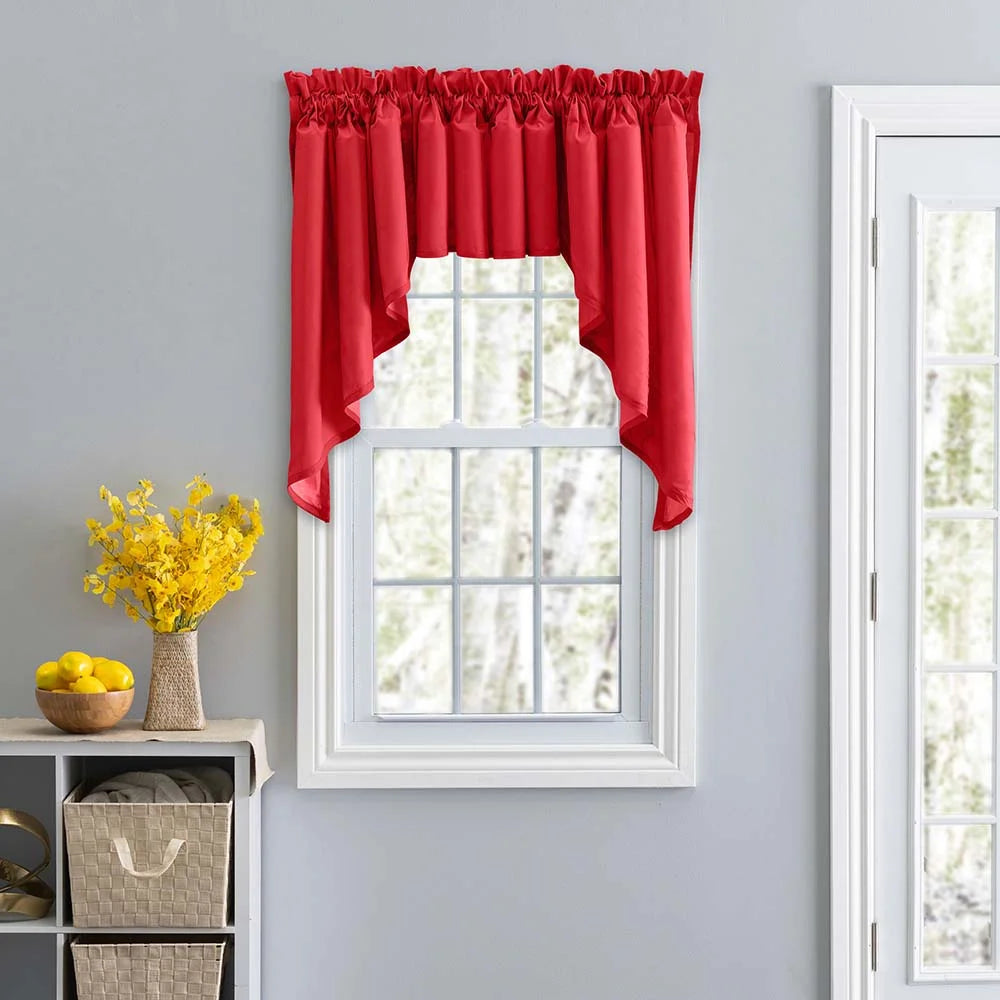 Red Solid Color Window Swag Set 126"x36" P6042