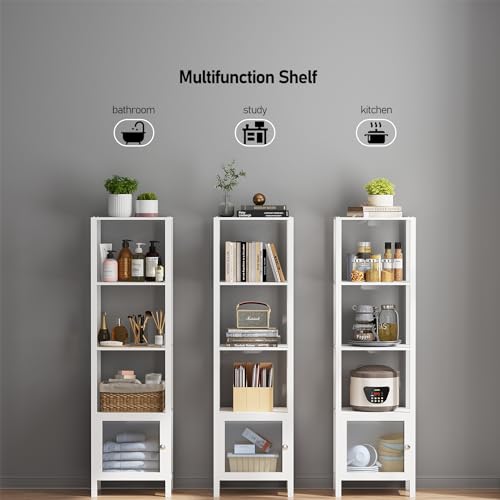 6 Tier Narrow Bookcase with Door F307684