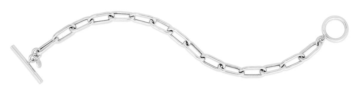 Sterling Silver Paperclip Toggle Chain Necklace, 18" E589
