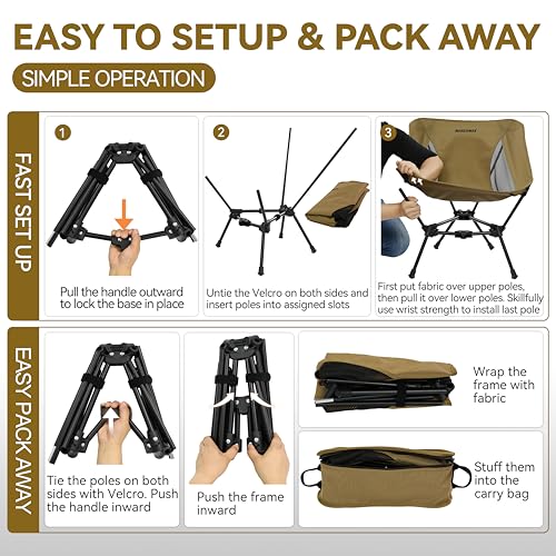Lightweight Folding Camping Chair 330Lbs Orange C5107