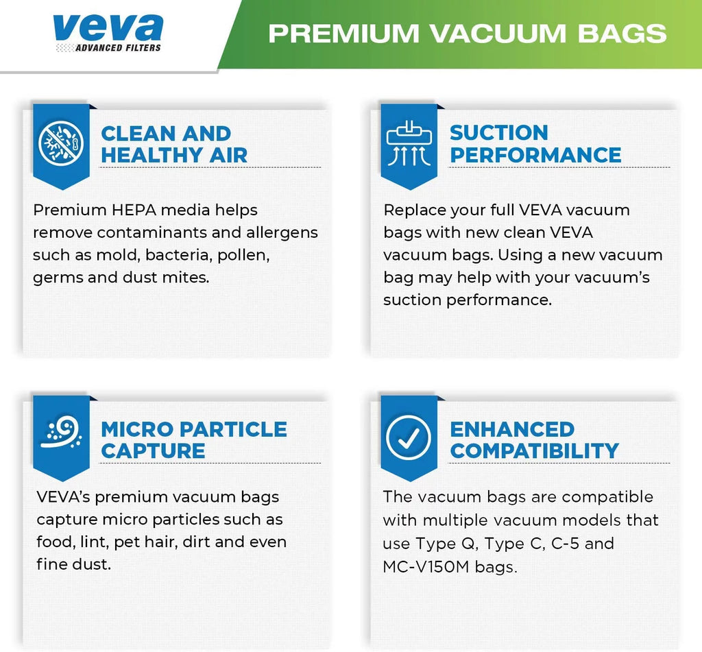 30 Pack HEPA Vacuum Bags Type Q Cloth Bag F8198
