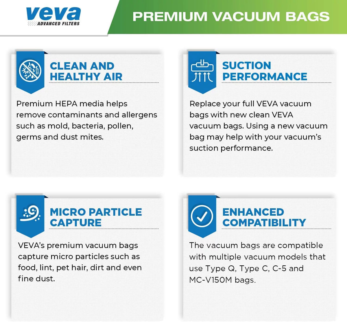 30 Pack HEPA Vacuum Bags Type Q Cloth Bag F8198