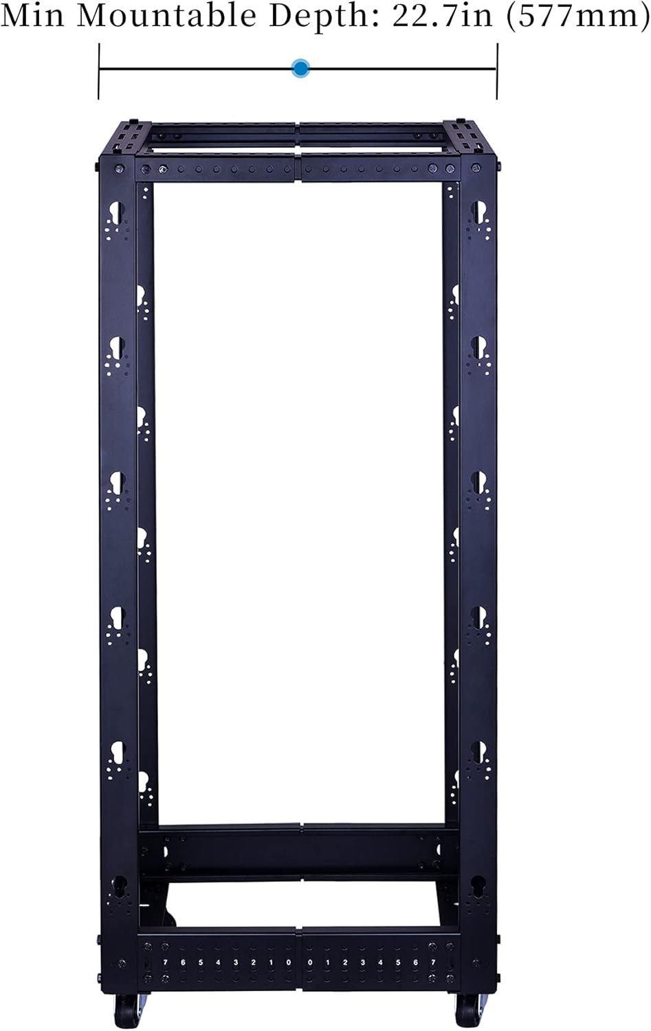 25U Open Frame Server Rack, 4 Post Adjustable Depth with Casters V282