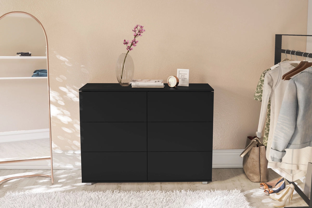 White 6 Drawer Wood Double Dresser T889