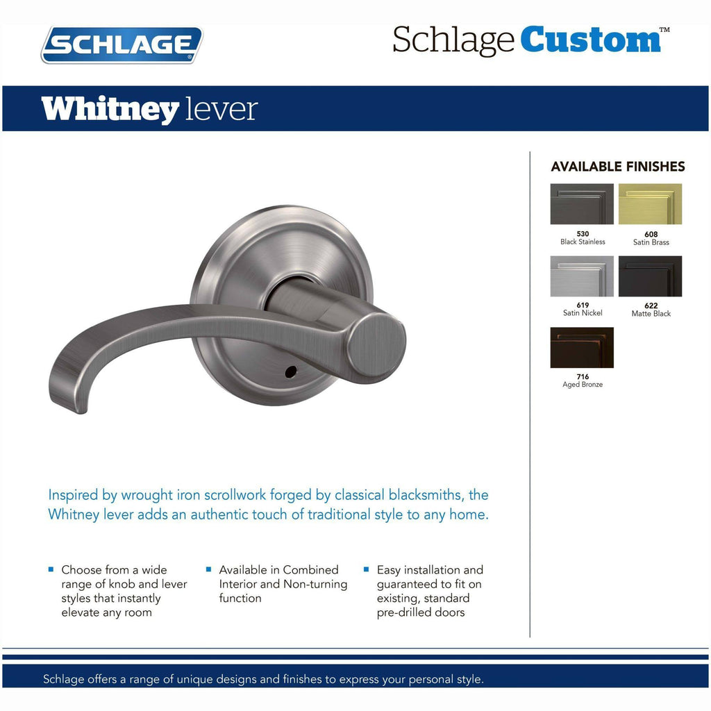 Black Non-Turning Lever with Camelot Trim F1303