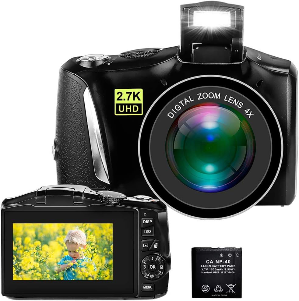 4K 48MP Digital Camera with Webcam, 16X Digital Zoom, Pack of 2 Y760