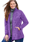 Radiant Purple Marled Plus Size Zip-Front Microfleece Jacket V8795