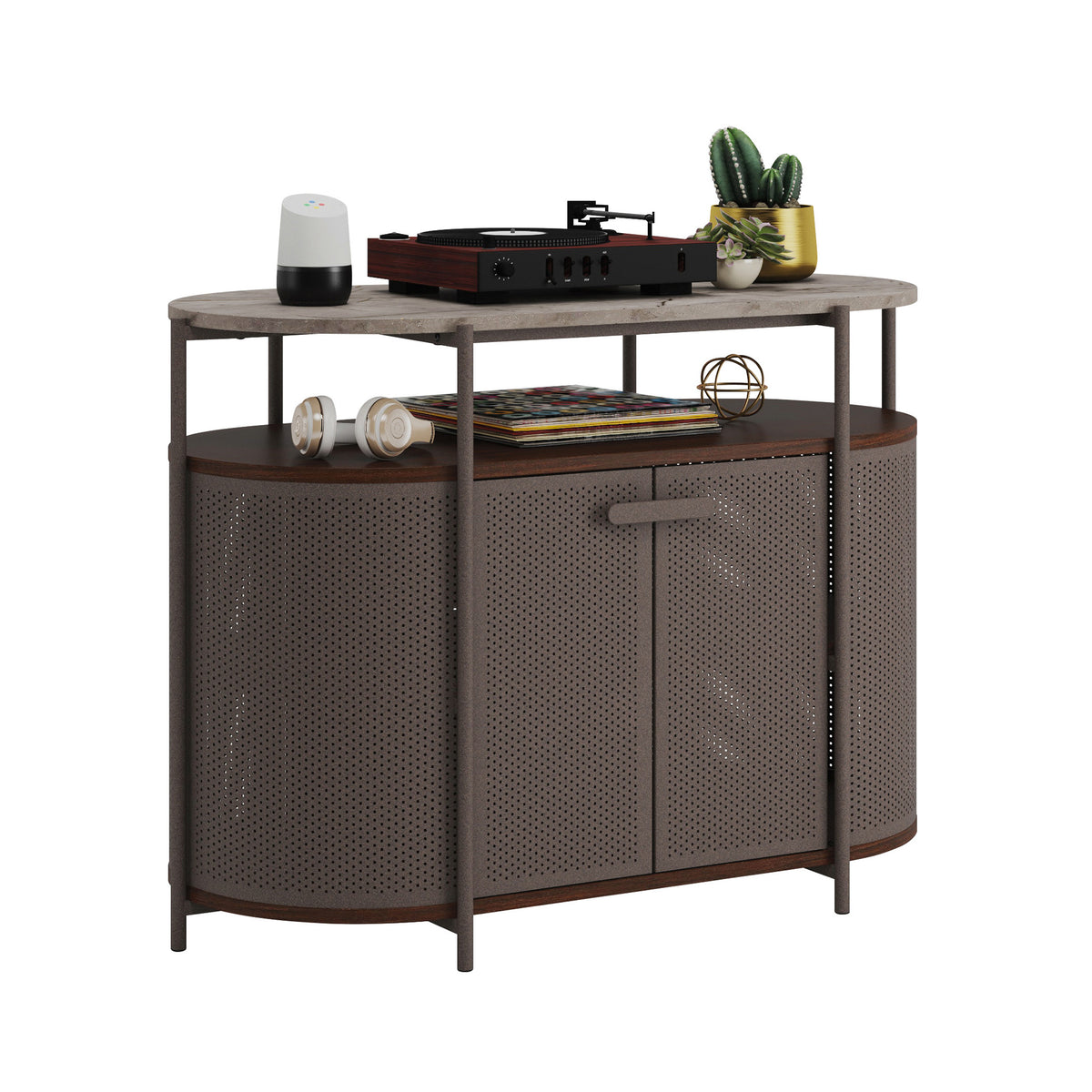 Mid-Century Modern TV Stand, Umber Wood Finish P7954