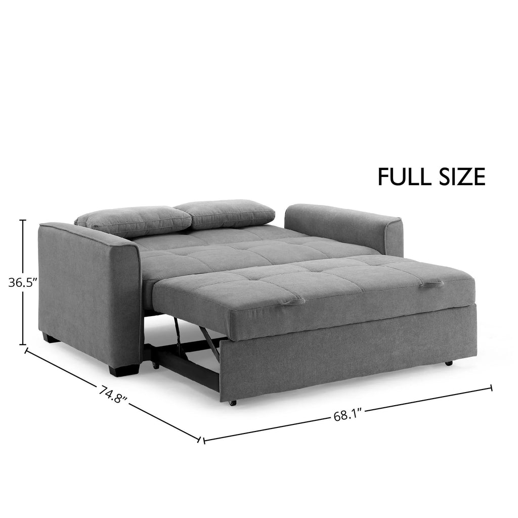 Light Gray Chenille Sleeper Sofa with Accent Pillows B467