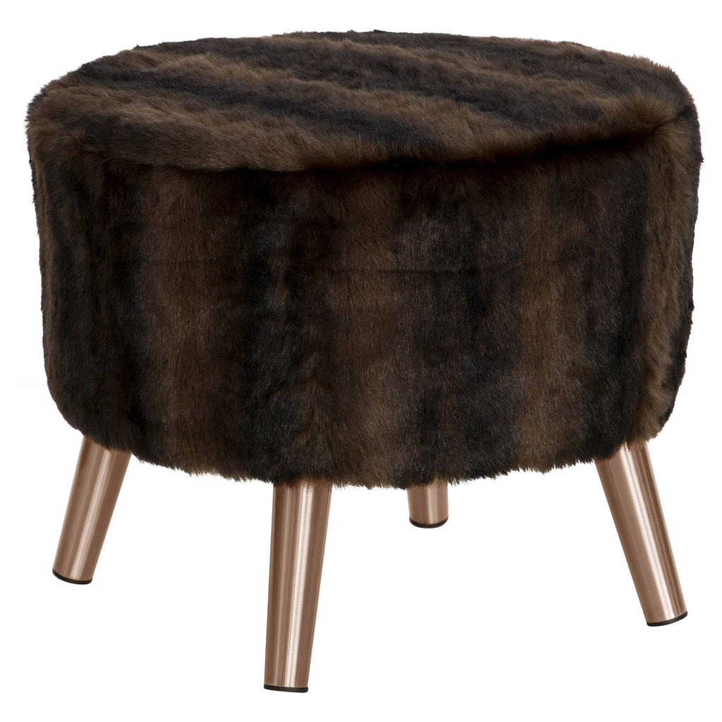 Sable Brown Round Ottoman with Splayed Legs H31292