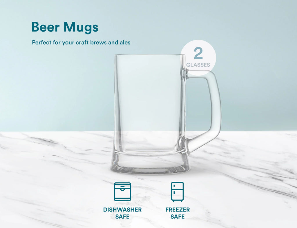 Clear 12 oz Glass Beer Mugs Set of 4 Q639667