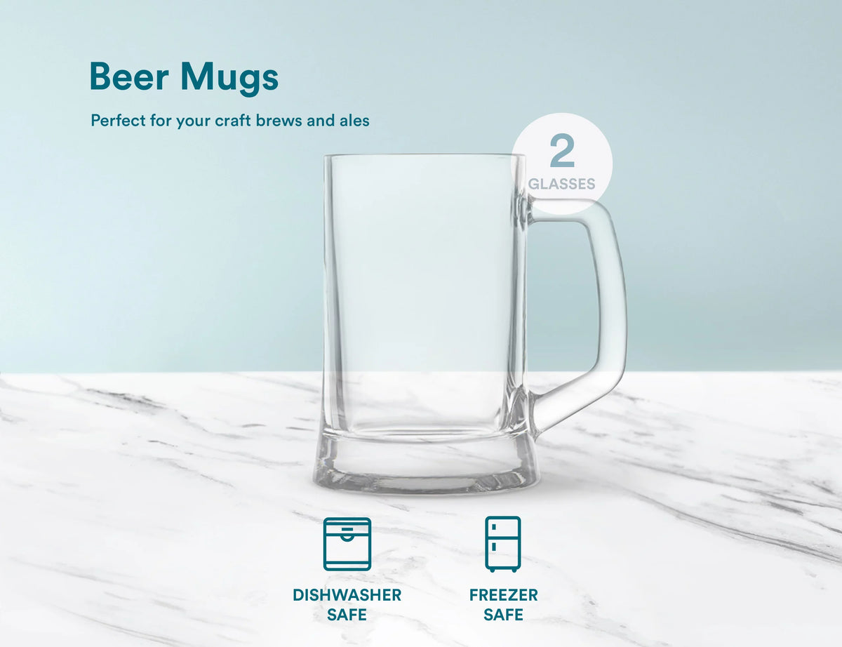 Clear 12 oz Glass Beer Mugs Set of 4 Q639667