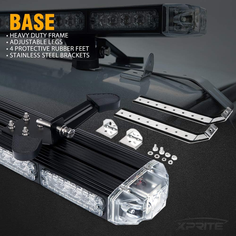 48 White Amber Emergency Strobe Light Bar LED Lightbar with Adjustable Brackets H9659
