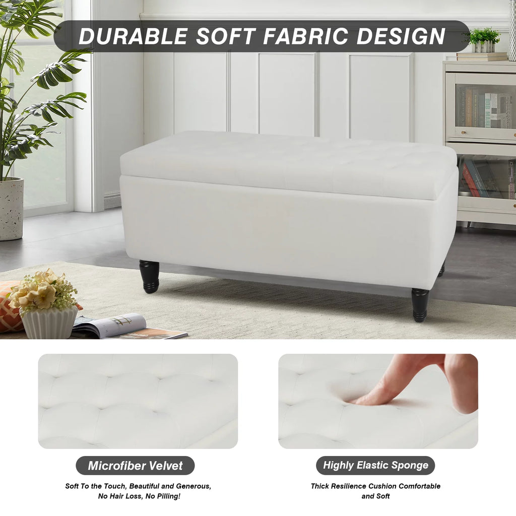 43" Velvet Storage Ottoman with 2 Footstools Z143621