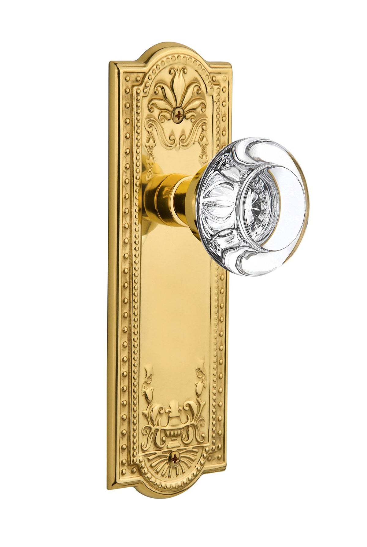 Polished Brass Round Crystal Glass Door Knob K1427