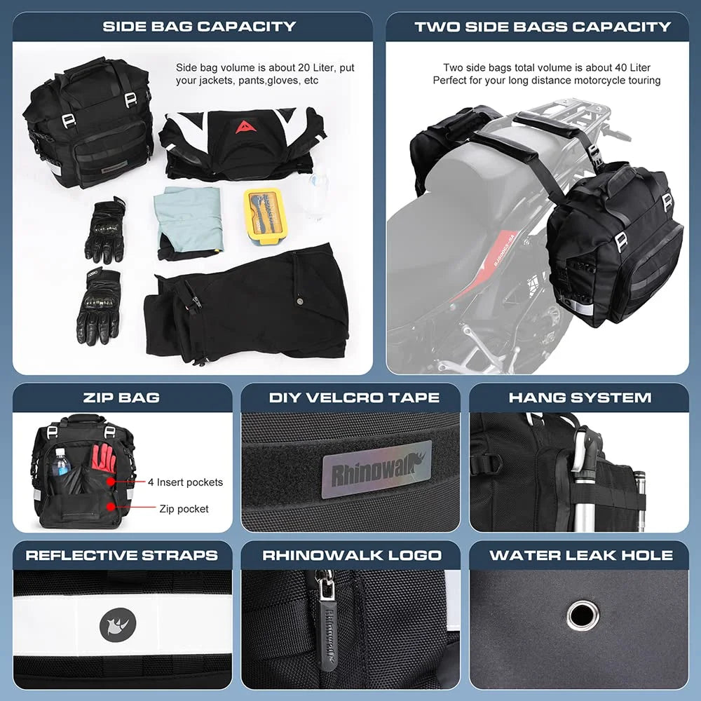Waterproof Motorcycle Saddle Bag 20L U587924