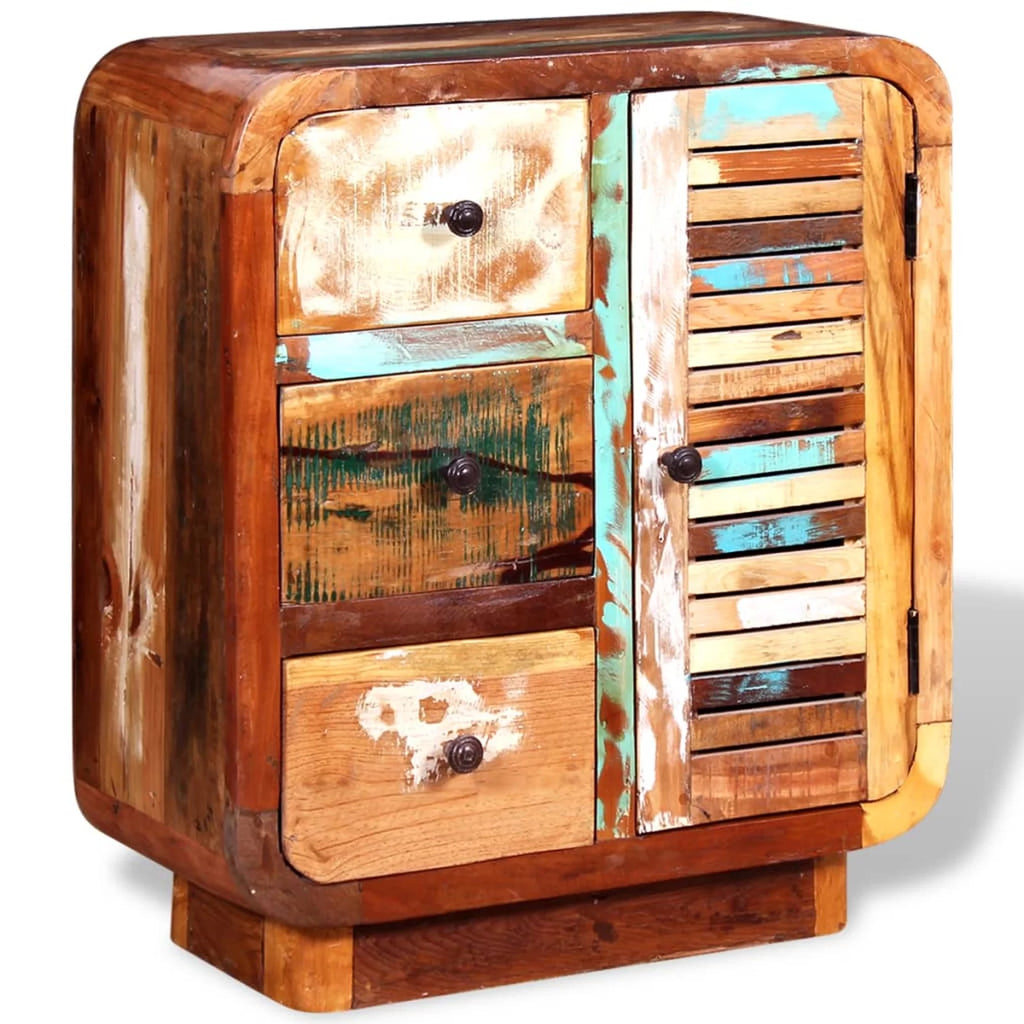 Sideboard Cupboard Cabinet with a Door and 3 Drawers Solid Reclaimed Wood Y38211