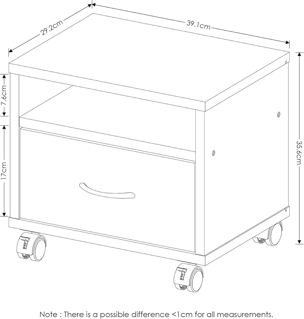 Espresso Under Desk Utility Cart with Casters C559